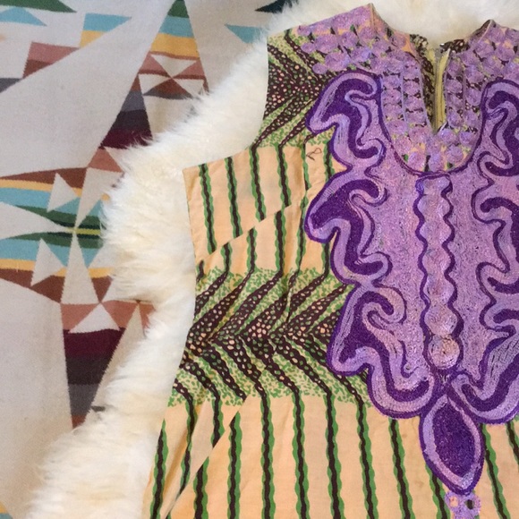 Handmade Tribal Vintage Dashiki Sheath Dress - Picture 3 of 7